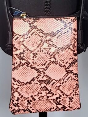 NWT Pink Snake Print Mini Crossbody Bag Slim Phone Bag LOF New York